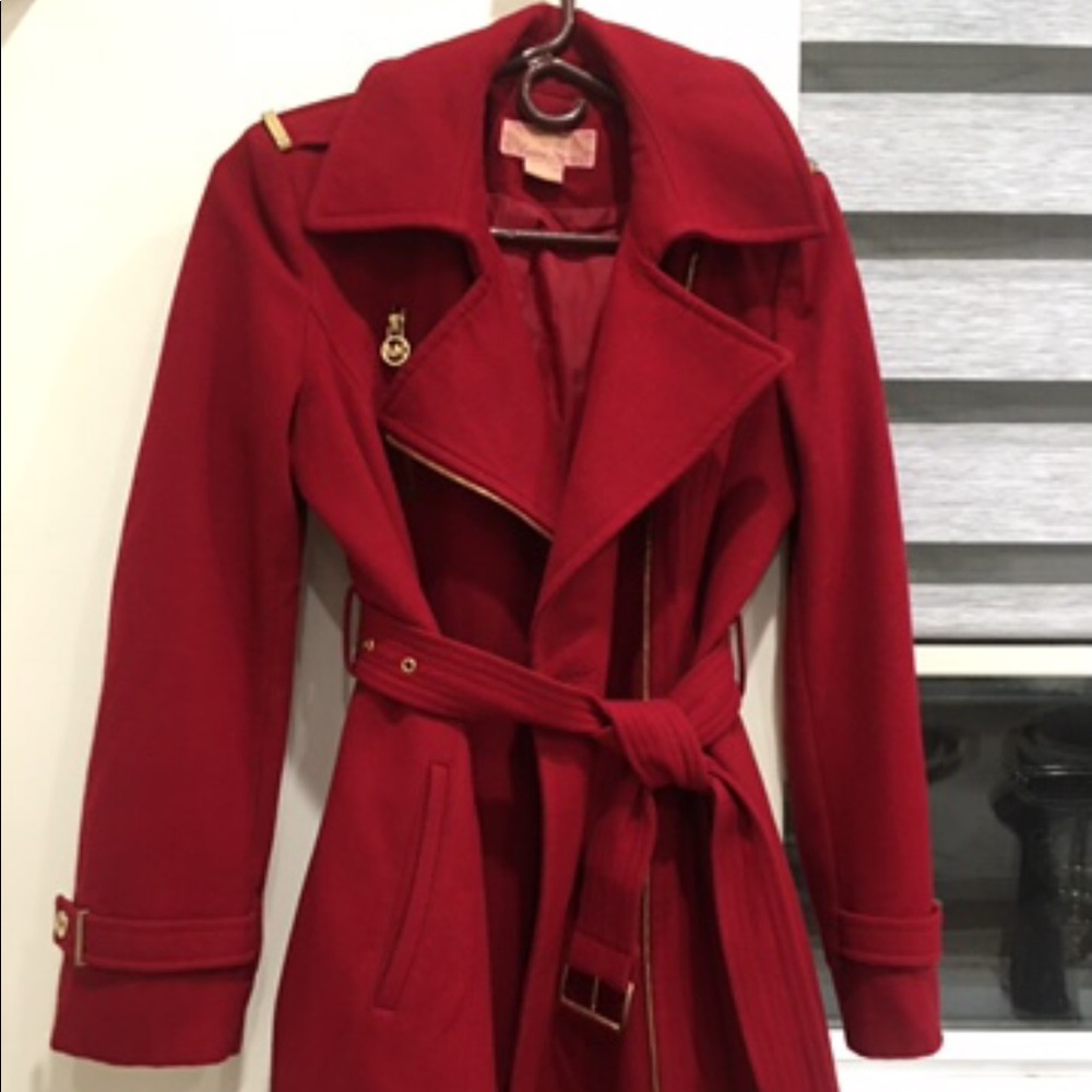 Michael Kors red asymmetrical coat